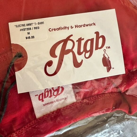 NWT RTGB Unisex Red Short Sleeve Ambitious Behavior Breast Pocket - Size Medium - Picture 7 of 8